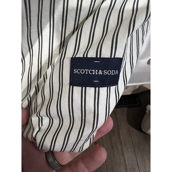 Scotch And Soda Men's Button Up Shirt Black And‎ White Stripe Large - Picture 5 of 7